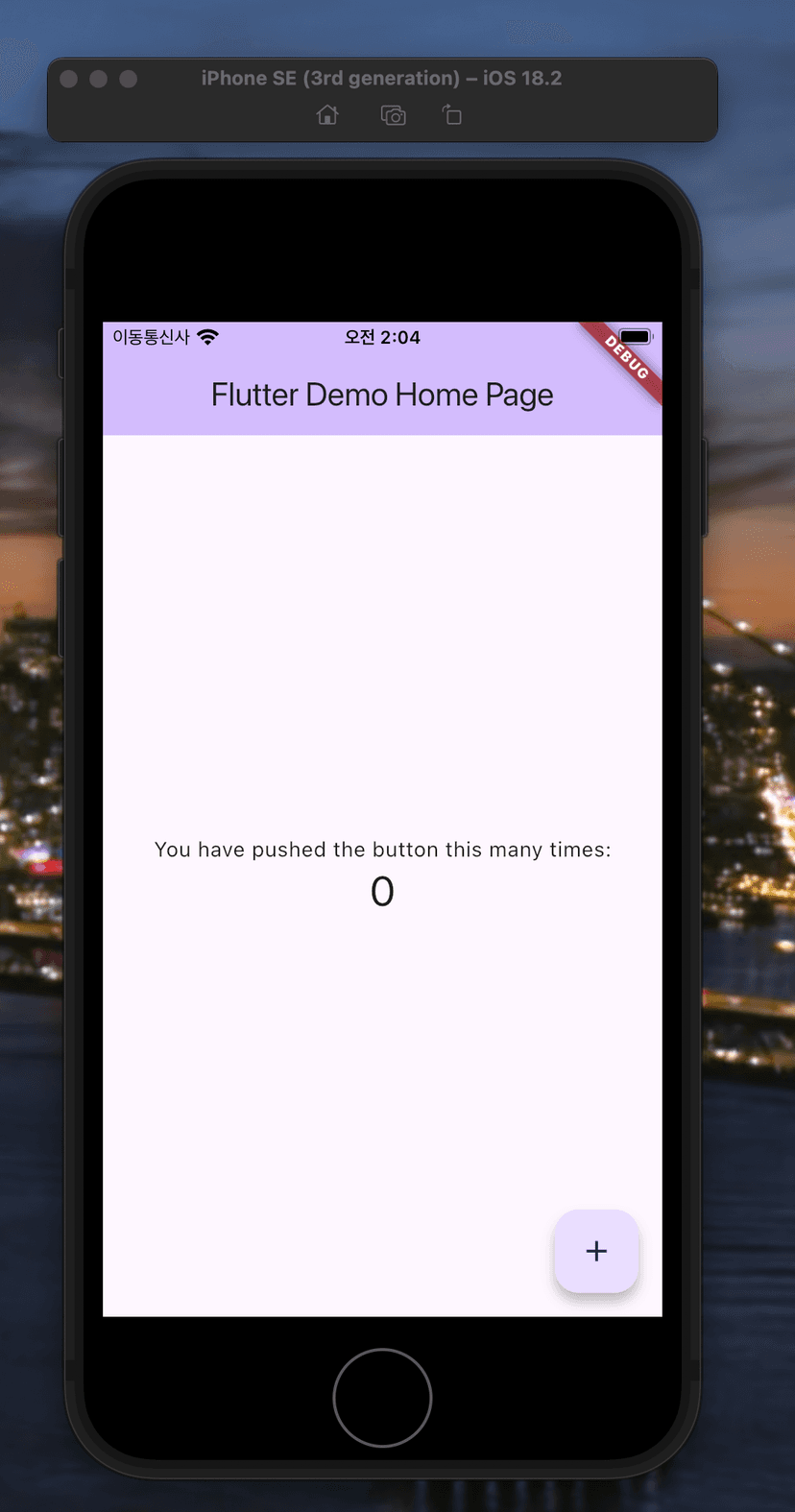 iOS에서 flutter run 실행 화면
